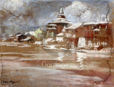 Narayan Shridhar Bendre (1910-1992)watercolourWaterside townsigned10 x 13.5in.