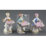 Three Meissen figural salts emblematic of the seasons, 19th century, after the models by F.E. Meyer,