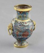 A Chinese cloisonne enamel and gilt bronze mounted miniature vase, 18th century, decorated with four