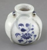 A Chinese blue and white jarlet, Yuan - Ming dynasty, painted with floral sprays to each between