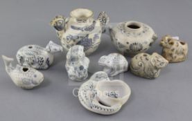 A group of nine Annamese blue and white water droppers, 15th century, all from the Hoi An shipwreck,