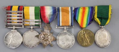 A Boer War and WWI medal group to SJT. T. H. Lomax, 16th Coy, Imp. Yeo. and Worcs. Yeo., comprising: