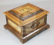 A 19th century walnut cased Polyphon musical box, with thirty six 15.5 inch discs, tempo-