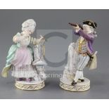 A pair of Meissen figures of a lady and gentleman, 19th century, after the model by Acier, the