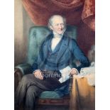 William Derby (1786-1847)watercolourPortrait of The 13th Earl of Derby seated holding a