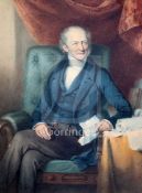 William Derby (1786-1847)watercolourPortrait of The 13th Earl of Derby seated holding a