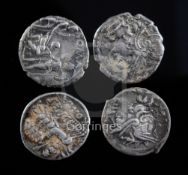 Roman Republic (circa 137 BC), four silver Denarii, one Obv. helmeted, draped head of Mars, Rev.