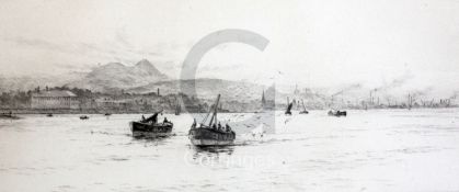 William Lionel Wyllie (1851-1931)etchingLeith Docks, Edinburghsigned in pencil6.25 x 14.75in.