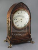 An early 19th century ebony inlaid mahogany quarter chiming bracket clock, Handley & Moore for