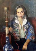 Max Moreau (1902-1992)oil on canvasTurkish woman smoking a huqqa pipesigned32 x 24in.