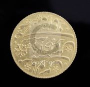 India, Bengal Presidency, a One Mohur gold coin, Shah Alam II (1759-1806), Murshidabad, re-issued