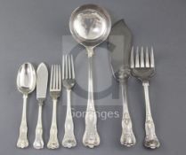 A 1950's canteen of silver King's pattern cutlery for eight, by Mappin & Webb, comprising ninety one