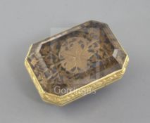 A 19th century gold mounted citrine vinaigrette, with two emerald cut citrines and pieced foliate