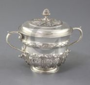 A George V 18th century style silver porringer and cover by Thomas of New Bond Street, with