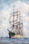 Henry Scott Tuke (1858-1929)watercolour'Alorisa', three master at sea,signed and dated 1928,13.75