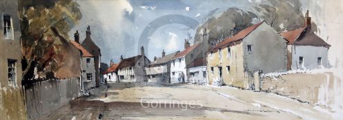 Edward Wesson (1910-1983)ink and watercolourVillage street scenesigned10.5 x 29.5in.