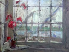 Margaret Thomas (1916-2016)oil on canvas'Window on the Quay'label verso17.5 x 23.5in.