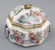 A Chinese famille rose octagonal food warming vessel, liner and cover, Tongzhi mark and of the