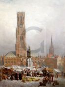Henry Schafer (19th C.)oil on canvasThe Market Square, Brugessigned36 x 28in.