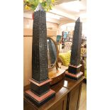A pair of Egyptian style marble composition obelisks W.22cm