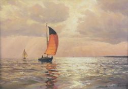 Deryck Foster, oil on board, sailing on the Solent, signed 34 x 50cm