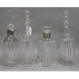 Two silver-mounted decanters and a pair of cut glass decanters silver mounted decanters height 27cm