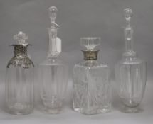 Two silver-mounted decanters and a pair of cut glass decanters silver mounted decanters height 27cm