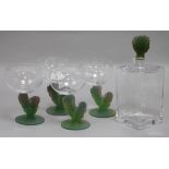 Hilton McConnico (Daum): A set of six glasses (Dust no. 2 Cactus) and a matching decanter, all