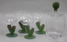 Hilton McConnico (Daum): A set of six glasses (Dust no. 2 Cactus) and a matching decanter, all