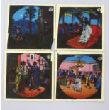 A collection of 19th century magic lantern slides, Punch and Judy, Cinderella, America etc