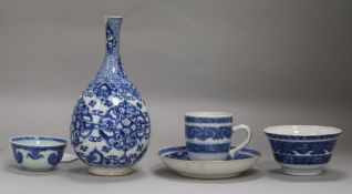 A group of 18th century Chinese export islamic palmette design blue and white wares, Kangxi -