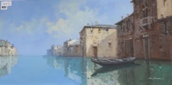 M. Lasciani, oil on canvas, Venetian backwater, signed, formerly owned by Cecil Rochfort D'Oyly John