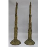 A pair of 19th century metal telescopic fan holders in the Gothic Revival manner, each with