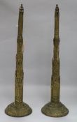 A pair of 19th century metal telescopic fan holders in the Gothic Revival manner, each with