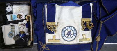 A collection of Masonic medals and regalia.