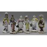 A set of six Continental porcelain figures