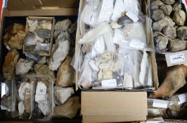 An Acheulian cleaver, Longham Pit and a large collection of prehistoric knapped flint tools,