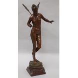 After Jean Garnier (French 1853-1910), a bronze figure of Psyche, on circular naturalistic base
