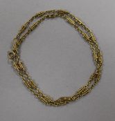 An 18ct gold fancy link chain, 41cm.