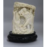 An early 20th century Indian ivory carving of a hunting scene