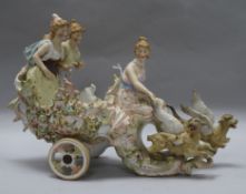 A Sitzendorf figural centrepiece in the form of a Chariot