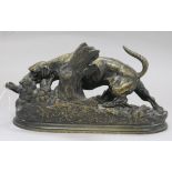 A bronze of a dog, signed