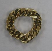 A yellow metal curb link 'chain' ring, size P.