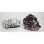 An amethyst quartz specimen, 18 x 12cm and another quartz specimen, 20 x 10cm