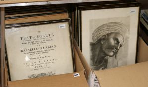 After Paolo Fidanza, a collection of black and white engraved plates from Raffaello d'Urbino's Teste