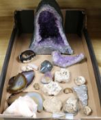 An Amethyst Geode and other mineral specimens