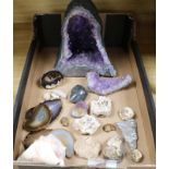 An Amethyst Geode and other mineral specimens