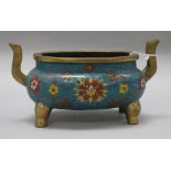 A Chinese oblong cloisonne enamel censer