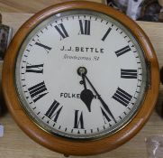 A J.J. Bettle of Folkestone wall clock diameter 45cm