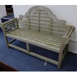 A Lutyens style teak garden bench W.165cm